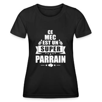 ce mec est un super parrain / humour parrain - T-shirt sport Femme - noir - Devant - AI Model Female 172 light (172cm)
