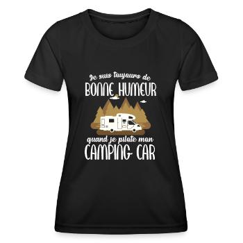 Toujours de bonne humeur camping humour retraite - T-shirt sport Femme - noir - Devant - AI Model Female 172 light (172cm)