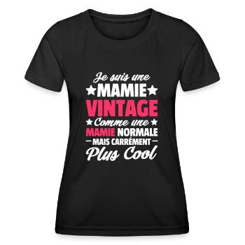 je suis une mamie vintage / humour grand-mère - T-shirt sport Femme - noir - Devant - AI Model Female 172 light (172cm)