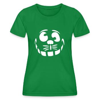 verrückte Katze, die witzig grinst - Frauen Funktions-T-Shirt - Kelly Green - Vorne - AI Model Female 172 dark (172cm)