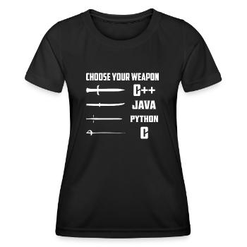 Choose Your Weapon C++, Java, Python, C Coding Pro - Frauen Funktions-T-Shirt - Schwarz - Vorne - AI Model Female 172 light (172cm)