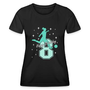 8. Geburtstag Fussball Fussballspielerin - Frauen Funktions-T-Shirt - Schwarz - Vorne - AI Model Female 172 light (172cm)