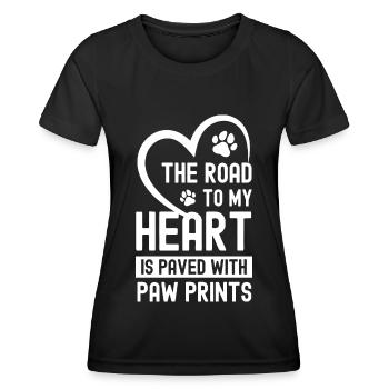 Der Weg zu meinem Herzen ist mit Pfotenabdrücken g - Frauen Funktions-T-Shirt - Schwarz - Vorne - AI Model Female 172 light (172cm)