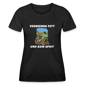Verbrenne Fett und kein Sprit Eine nachhaltige Art - Frauen Funktions-T-Shirt - Schwarz - Vorne - AI Model Female 172 light (172cm)
