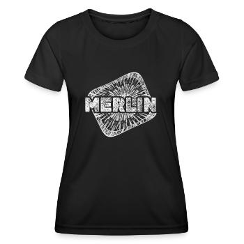 Cadeau pour Merlin - T-shirt sport Femme - noir - Devant - AI Model Female 172 light (172cm)