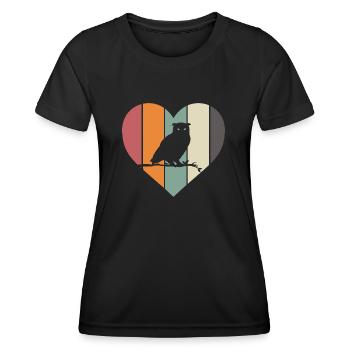 Vintage Heart Ornithologist Retro Silhouette Owl - Frauen Funktions-T-Shirt - Schwarz - Vorne - AI Model Female 172 light (172cm)