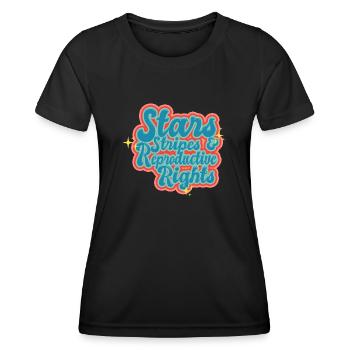 Rayures étoilées et droits de reproduction - T-shirt sport Femme - noir - Devant - AI Model Female 172 light (172cm)