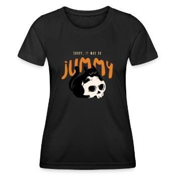 Schwarze Halloween Katze mit Skelett Kopf - Frauen Funktions-T-Shirt - Schwarz - Vorne - AI Model Female 172 light (172cm)