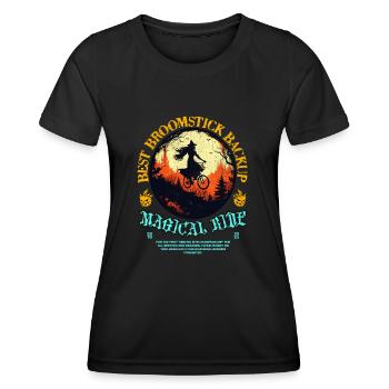 Chemise de vélo Halloween Witch sur VTT VTT - T-shirt sport Femme - noir - Devant - AI Model Female 172 light (172cm)
