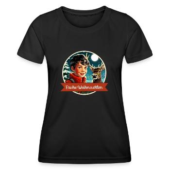 Junge im Winterwald - Frauen Funktions-T-Shirt - Schwarz - Vorne - AI Model Female 172 light (172cm)