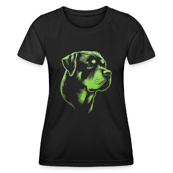 Rottweiler, tête de chien, dessin vert - T-shirt sport Femme - noir - Devant - AI Model Female 172 light (172cm)