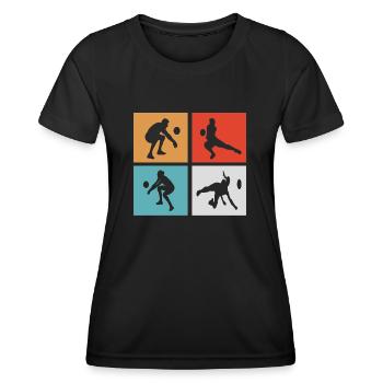 Volleyball Retro Vintage Sport - Frauen Funktions-T-Shirt - Schwarz - Vorne - AI Model Female 172 light (172cm)