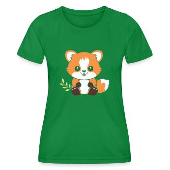 Fox Love Little Red Panda - Women's Functional T-Shirt - kelly green - Front - AI Model Female 172 dark (172cm)