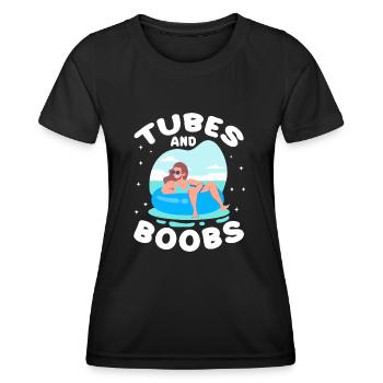 Tubes And Boobs Tube Floating River Floater - Frauen Funktions-T-Shirt - Schwarz - Vorne - AI Model Female 172 light (172cm)