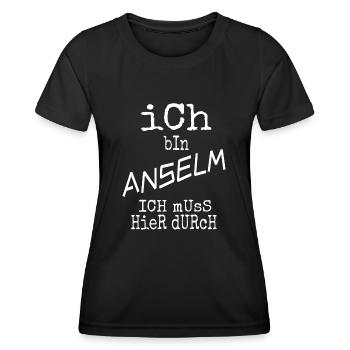 Cadeau pour Anselme - T-shirt sport Femme - noir - Devant - AI Model Female 172 light (172cm)