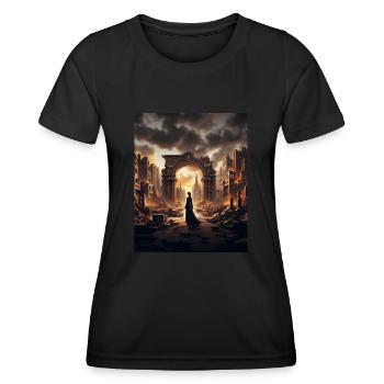 Femme dans la ville de l’oubli - T-shirt sport Femme - noir - Devant - AI Model Female 172 light (172cm)