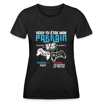 Willst du Mein Pate sein Gamer Pate Geek - Frauen Funktions-T-Shirt - Schwarz - Vorne - AI Model Female 172 light (172cm)