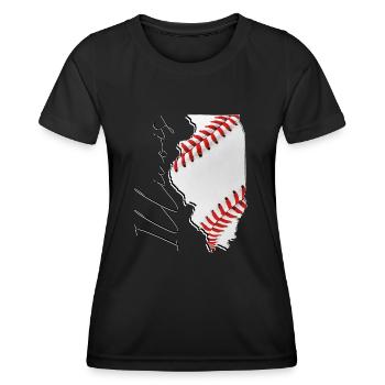 Illinois (États-Unis) | Vrai baseball | Script de carte - T-shirt sport Femme - noir - Devant - AI Model Female 172 light (172cm)