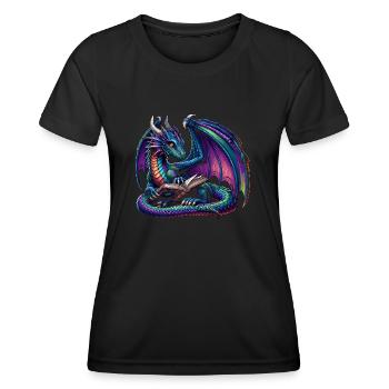 Dragon Reading Book Books Bookworm Bibliophile - Women's Functional T-Shirt - black - Front - AI Model Female 172 light (172cm)