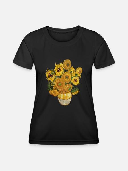 Zonnebloemen van Gogh - Funktions-T-shirt dam - svart
