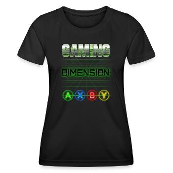GAMING-DIMENSION (AXBY) - Frauen Funktions-T-Shirt - Schwarz - Vorne - AI Model Female 172 light (172cm)