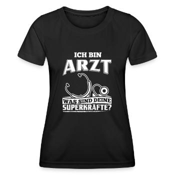 Lustiges Arzt Ärzte Shirt Ich Bin Arzt - Frauen Funktions-T-Shirt - Schwarz - Vorne - AI Model Female 172 light (172cm)