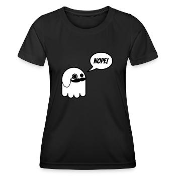 Sir Geist mit Schnurrbart und Monokel sagt Nope - Frauen Funktions-T-Shirt - Schwarz - Vorne - AI Model Female 172 light (172cm)
