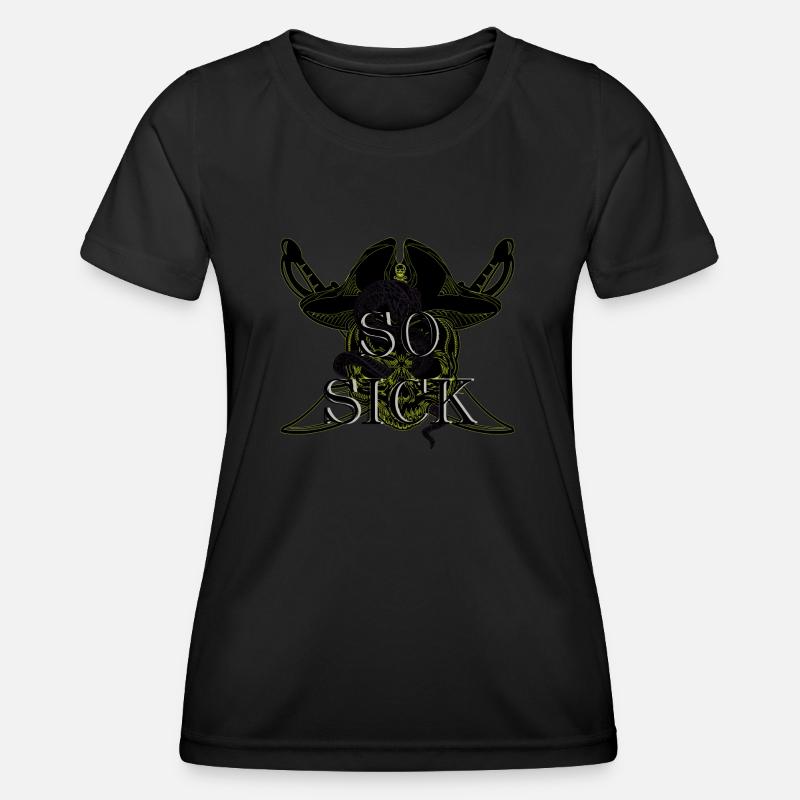 Pirate Skull So Sick - Women's Functional T-Shirt - black