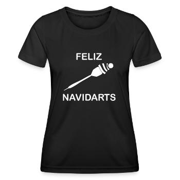 Feliz Navidarts Darts Weihnachten Geschenk Idee - Frauen Funktions-T-Shirt - Schwarz - Vorne - AI Model Female 172 light (172cm)