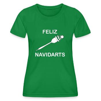 Feliz Navidarts Darts Christmas Gift Idea - Women's Functional T-Shirt - kelly green - Front - AI Model Female 172 dark (172cm)