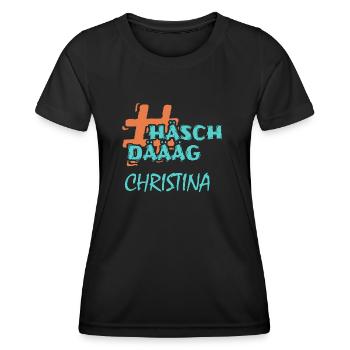 CHRISTINA - Frauen Funktions-T-Shirt - Schwarz - Vorne - AI Model Female 172 light (172cm)