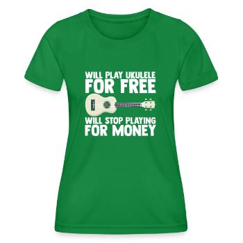 Ukulele Gitarre Musik Musiker Gitarrist Geschenk f - Frauen Funktions-T-Shirt - Kelly Green - Vorne - AI Model Female 172 dark (172cm)