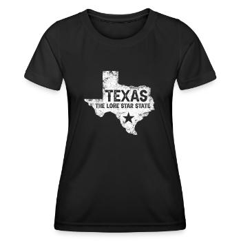 Lone Star Texas Kartendesign für stolze Texaner - Frauen Funktions-T-Shirt - Schwarz - Vorne - AI Model Female 172 light (172cm)