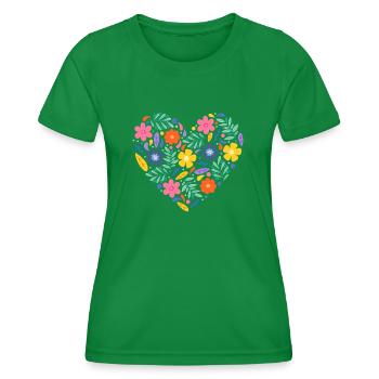 Heart of flowers - Women's Functional T-Shirt - kelly green - Front - AI Model Female 172 dark (172cm)