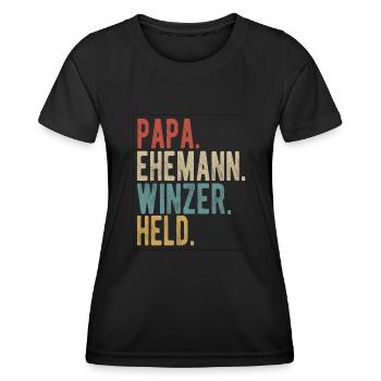 Winzer Papa Ehemann Held - Frauen Funktions-T-Shirt - Schwarz - Vorne - AI Model Female 172 light (172cm)