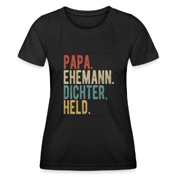 Dichter Papa Ehemann Held - Frauen Funktions-T-Shirt - Schwarz - Vorne - AI Model Female 172 light (172cm)