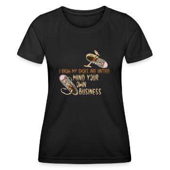 I know my shoes are open, but - Women's Functional T-Shirt - black - Front - AI Model Female 172 light (172cm)