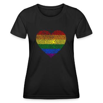 LGBT Flagge Fingerabdruck Stolz LGBT Pride Geschenke T-Shirt - Frauen Funktions-T-Shirt - Schwarz - Vorne - AI Model Female 172 light (172cm)