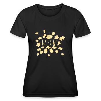 Jahr 1987 - Frauen Funktions-T-Shirt - Schwarz - Vorne - AI Model Female 172 light (172cm)