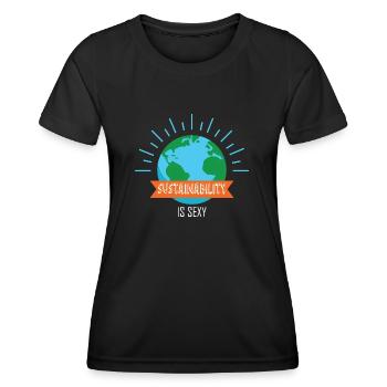 Nachhaltigkeit und Klimaschutz - Frauen Funktions-T-Shirt - Schwarz - Vorne - AI Model Female 172 light (172cm)