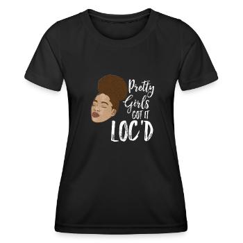 Les jolies filles ont les cheveux bouclés bouclés - T-shirt sport Femme - noir - Devant - AI Model Female 172 light (172cm)