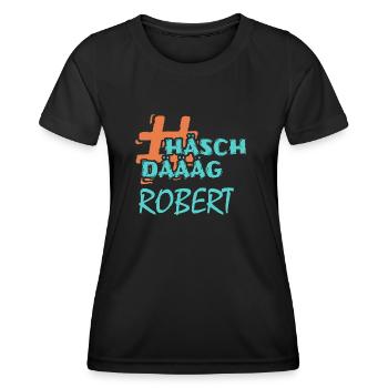 First name Robert - Women's Functional T-Shirt - black - Front - AI Model Female 172 light (172cm)