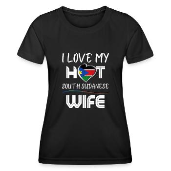 Funny I Love My Hot South Soudanese Wife Husband - Women's Functional T-Shirt - black - Front - AI Model Female 172 light (172cm)