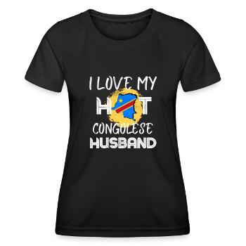 Funny Congolese Husband Congo Proud Wife - Frauen Funktions-T-Shirt - Schwarz - Vorne - AI Model Female 172 light (172cm)