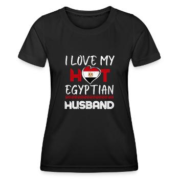 Funny Egyptian Husband Egypt Proud Wife - Frauen Funktions-T-Shirt - Schwarz - Vorne - AI Model Female 172 light (172cm)