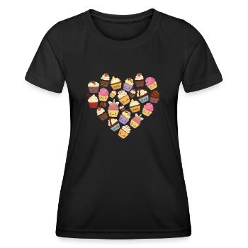 Chef pâtissier Cuisson Mignon Baker Cupcake Forme de cœur - T-shirt sport Femme - noir - Devant - AI Model Female 172 light (172cm)