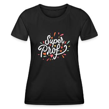 Super prof - T-shirt sport Femme - noir - Devant - AI Model Female 172 light (172cm)