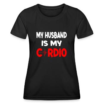 Mein Mann ist mein Cardio - Frauen Funktions-T-Shirt - Schwarz - Vorne - AI Model Female 172 light (172cm)