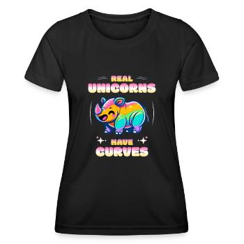 Les vraies licornes ont des courbes Licorne rhinocéros - T-shirt sport Femme - noir - Devant - AI Model Female 172 light (172cm)