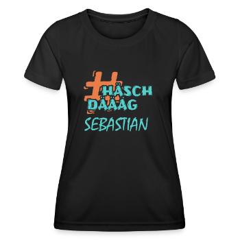 Vorname Sebastian - Frauen Funktions-T-Shirt - Schwarz - Vorne - AI Model Female 172 light (172cm)